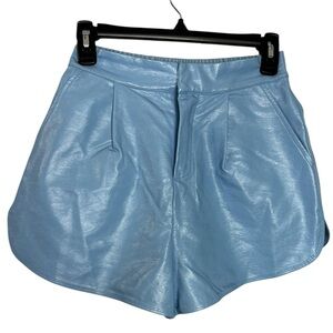 Grey Lab Dusty Blue High-waisted Faux Leather Shorts Size Small Preppy Dainty
